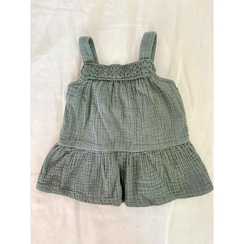 Osh Kosh Girl Embroidered Tank Top Olive Green Size 3T